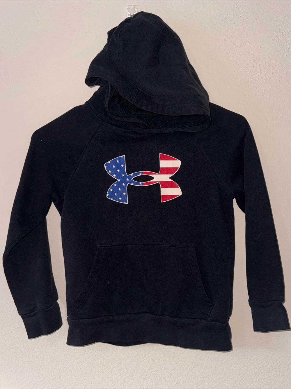 Under Armour Kids Black Hoodie with American Flag Logo
